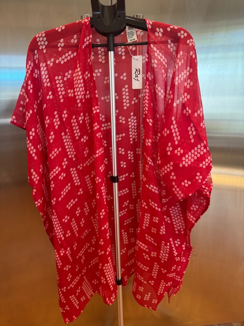 Raj Red Polka Dot Kimono with White Spots